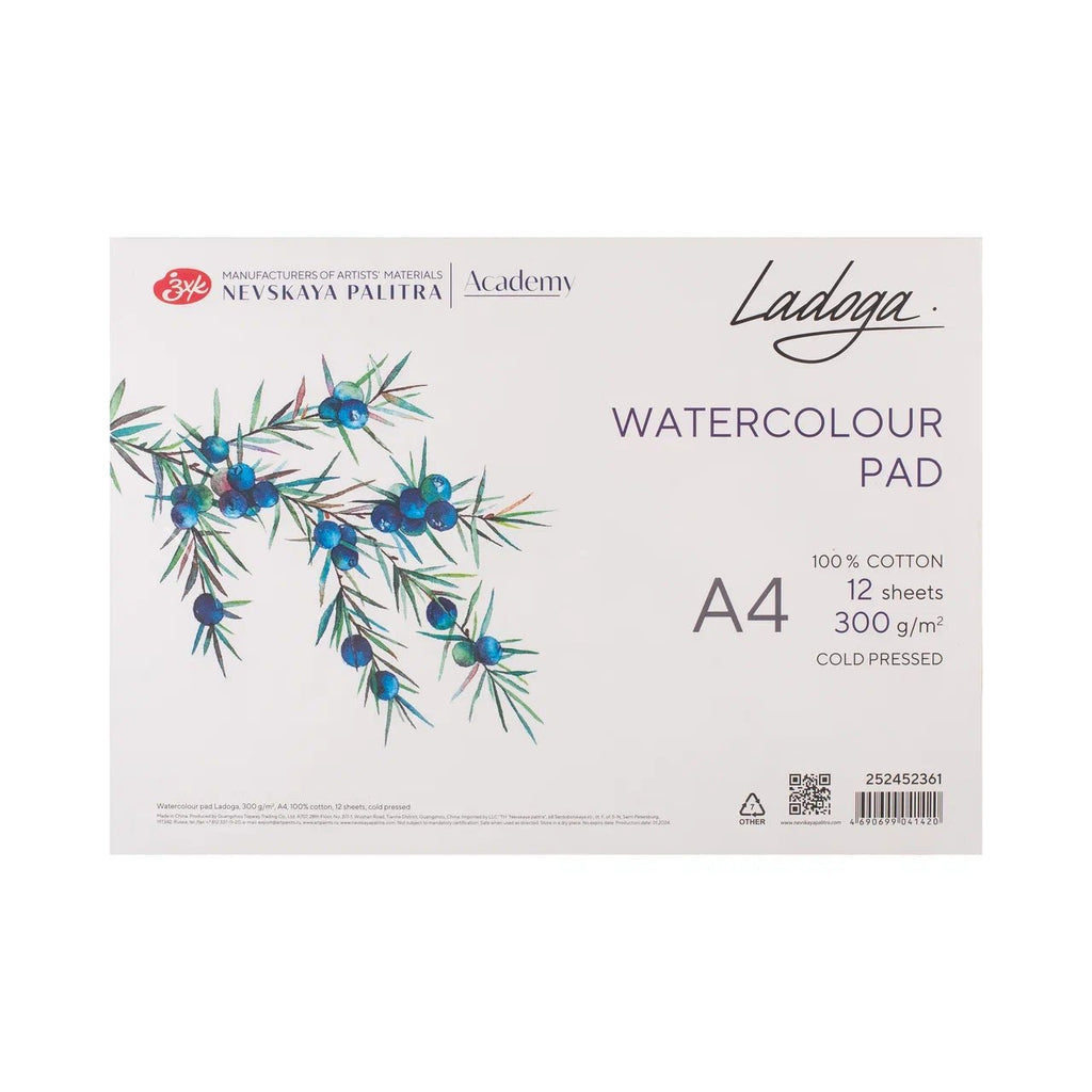 Watercolour paper // 100% cotton, 300 g/m2, А4 // Cold pressed, 12 sheets // by Ladoga - Artish