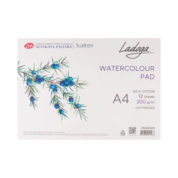 Watercolour paper // 100% cotton, 300 g/m2, А4 // Hot pressed, 12 sheets // by Ladoga - Artish