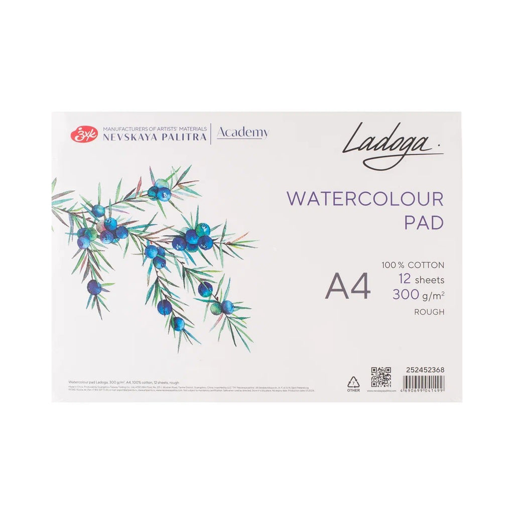 Watercolour paper // 100% cotton, 300 g/m2, А4 // Rough, 12 sheets // by Ladoga - Artish