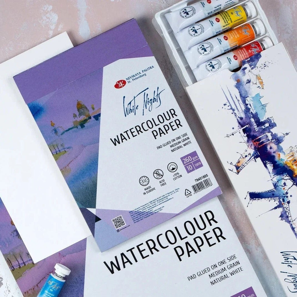 Watercolour paper // 70% Сotton // 260 g/m2, 10 sheets, 13x19 cm // by White nights - Artish