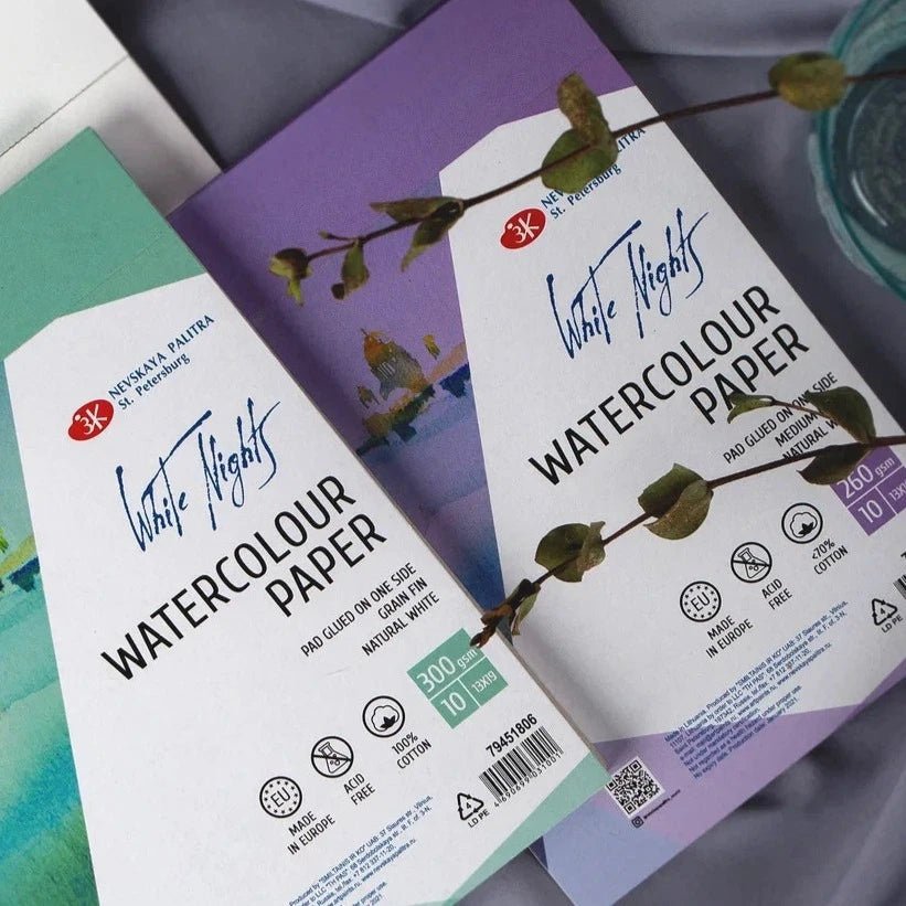 Watercolour paper // 70% Сotton // 260 g/m2, 10 sheets, 13x19 cm // by White nights - Artish