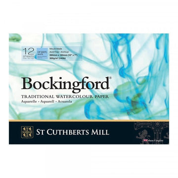 Watercolour paper Bockingford CP // 100% cellulose, 300 g/m2 // 26 x 18 cm, 12 sheets // by St Cuthberts Mill - Artish