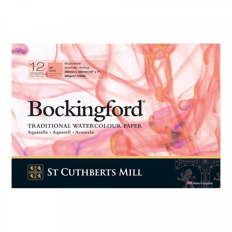 Watercolour paper Bockingford HP // 100% cellulose, 300 g/m2 // 26 x 18 cm, 12 sheets // by St Cuthberts Mill - Artish