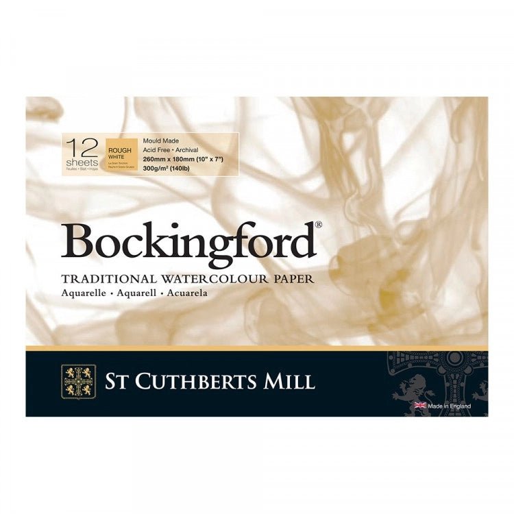 Watercolour paper Bockingford Rough // 100% cellulose, 300 g/m2 // 26 x 18 cm, 12 sheets // by St Cuthberts Mill - Artish