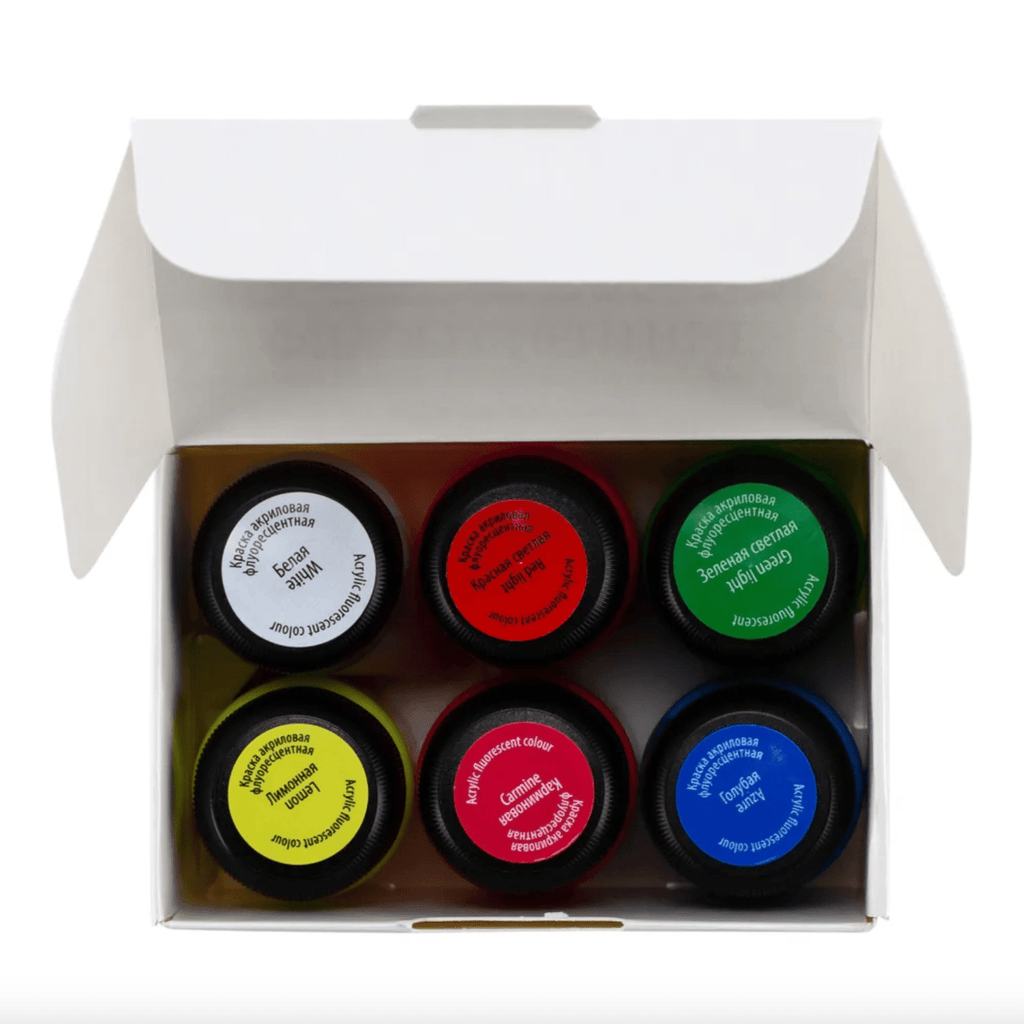 Acrylic fluorescent paint set // 6 colours x 20 ml // by Decola - Artish