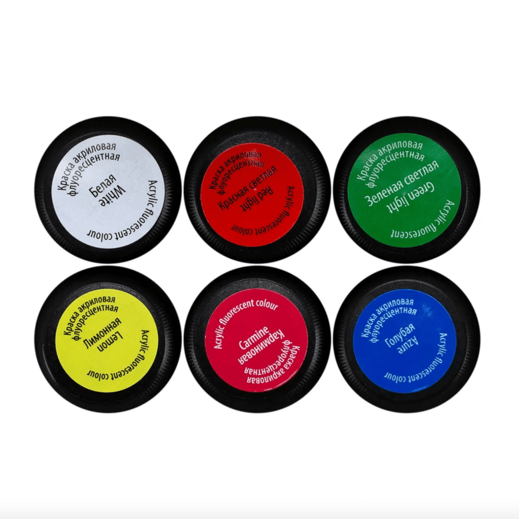 Acrylic fluorescent paint set // 6 colours x 20 ml // by Decola - Artish