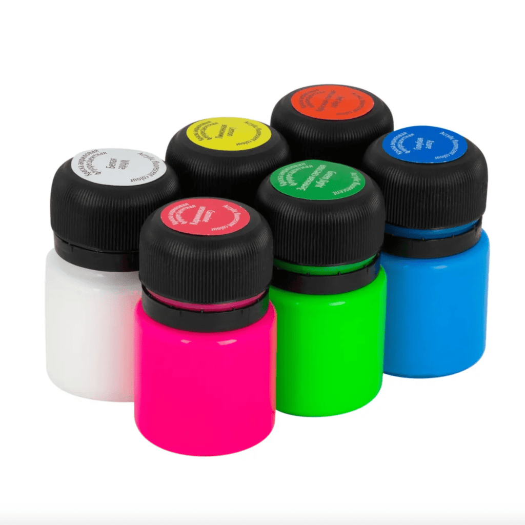 Acrylic fluorescent paint set // 6 colours x 20 ml // by Decola - Artish
