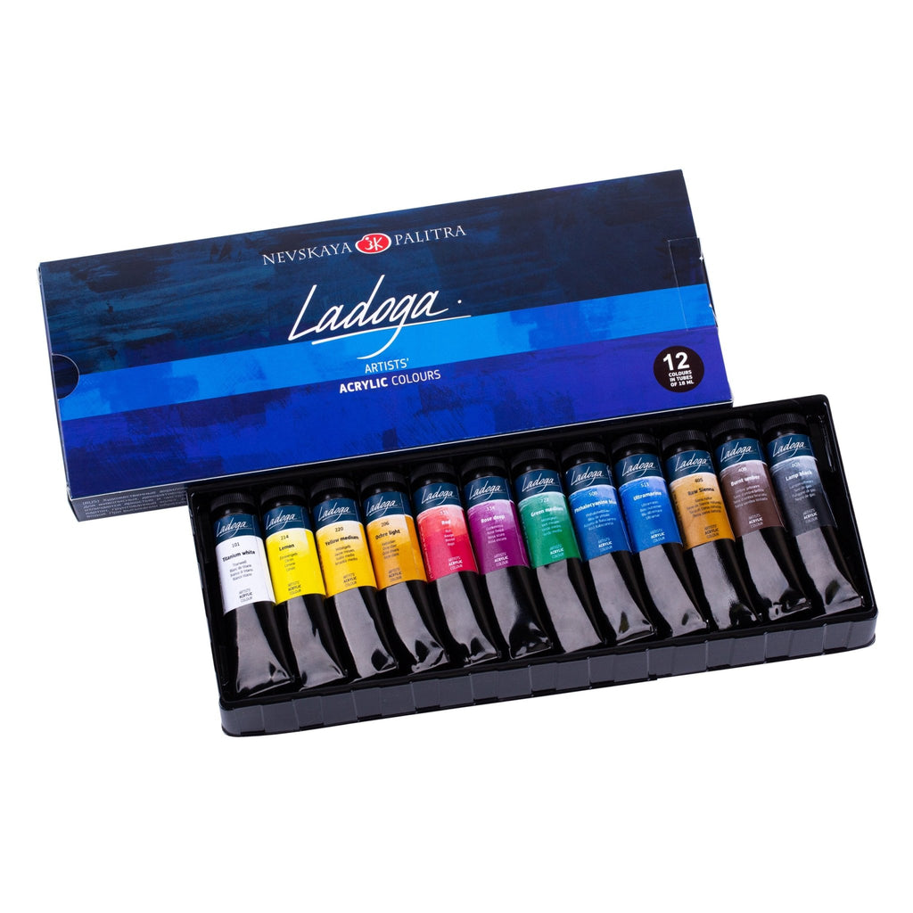 Acrylic paint set // 12 colours x 18 ml tubes // by Ladoga - Artish