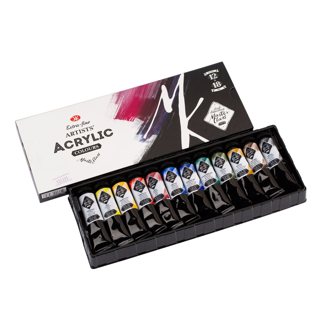 Acrylic paint set // 12 colours x 18 ml tubes // by Master-Class - Artish