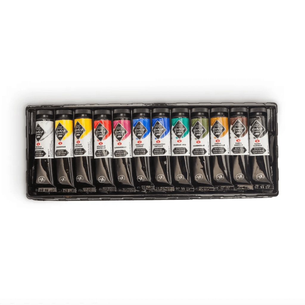 Acrylic paint set // 12 colours x 18 ml tubes // by Master-Class - Artish