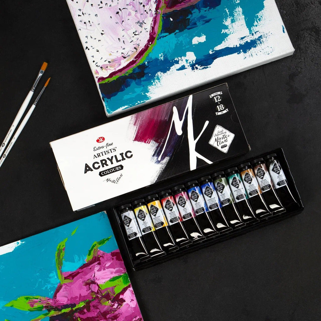 Acrylic paint set // 12 colours x 18 ml tubes // by Master-Class - Artish