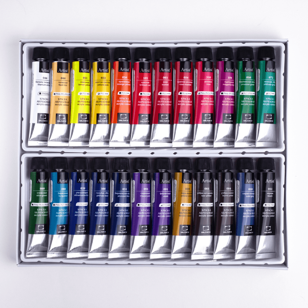 Acrylic paint set // 24 colours x 12 ml tubes // by Malevich - Artish