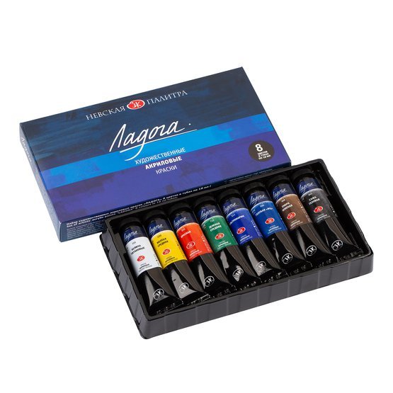 Acrylic paint set // 8 colours x 18 ml tubes // by Ladoga - Artish