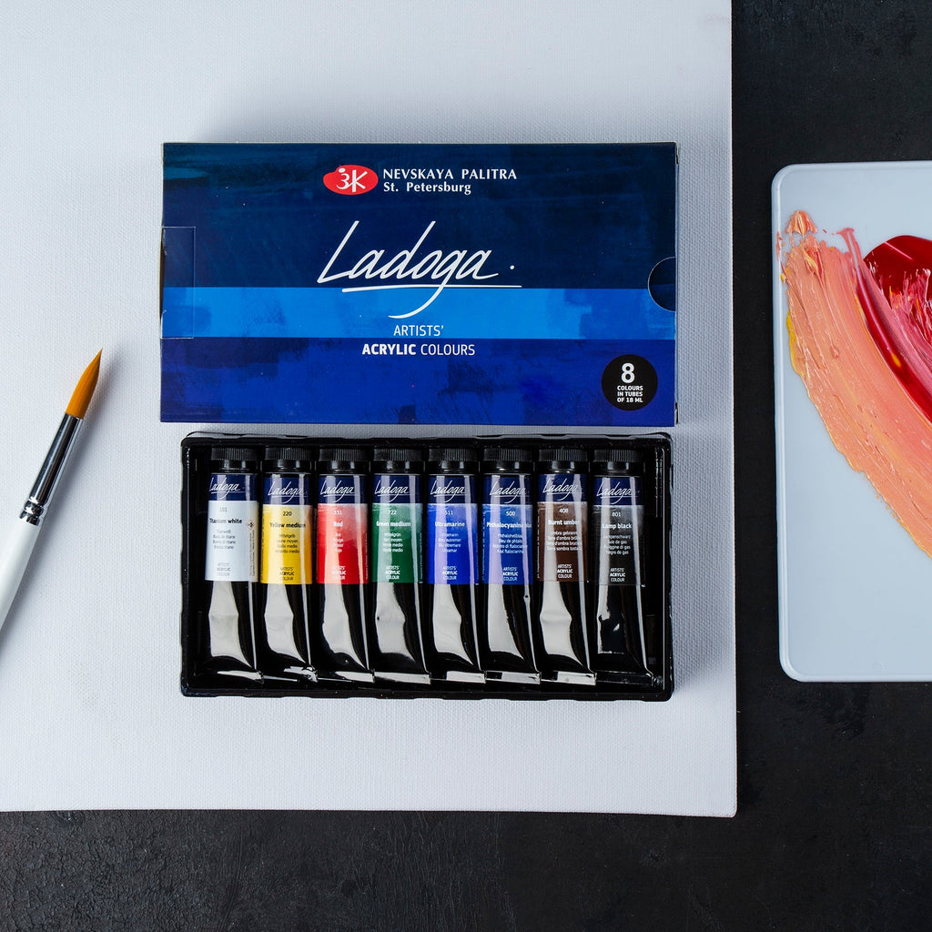 Acrylic paint set // 8 colours x 18 ml tubes // by Ladoga - Artish