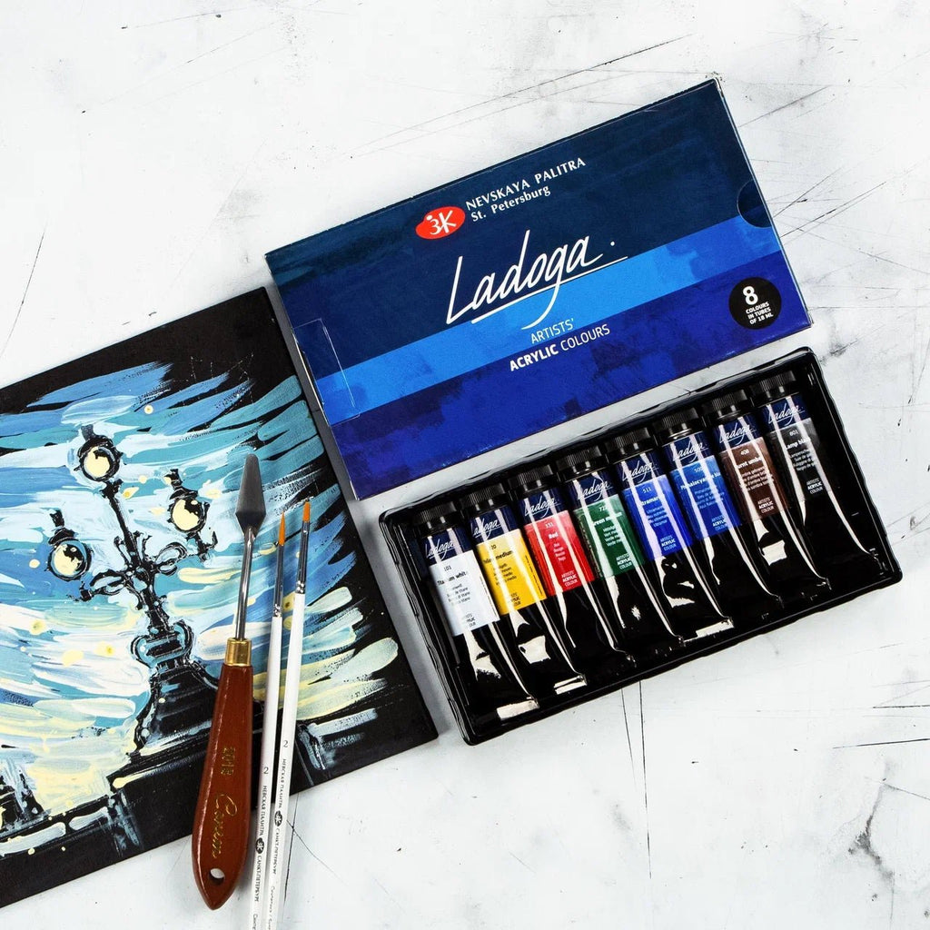 Acrylic paint set // 8 colours x 18 ml tubes // by Ladoga - Artish