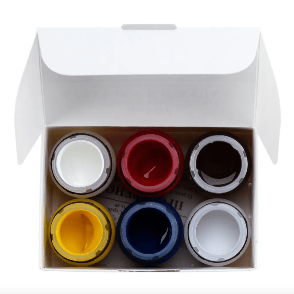 Acrylic paint set for decoration // Сracking and decoupage // 4 colours x 20 ml + varnish & glue // by Decola - Artish