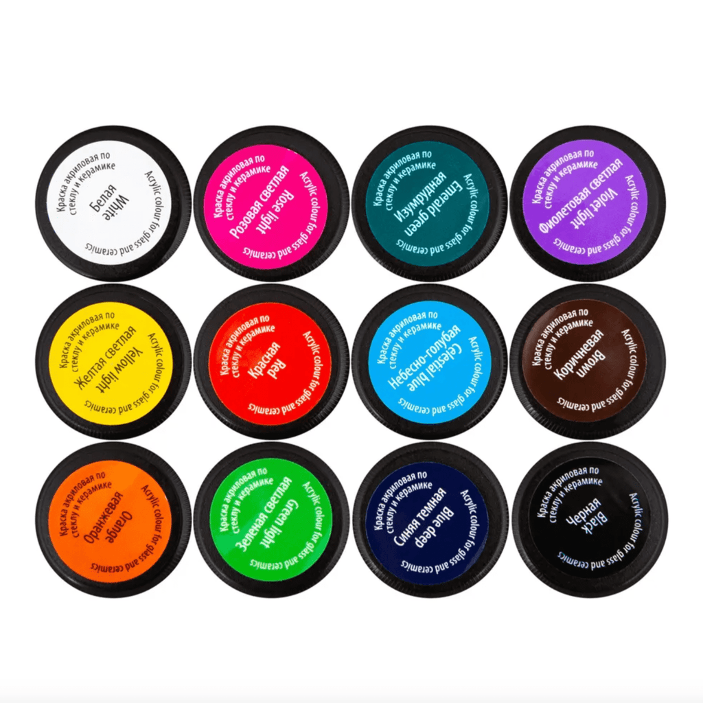 Acrylic paint set for glass & ceramics // 12 colours x 20 ml // by Decola - Artish