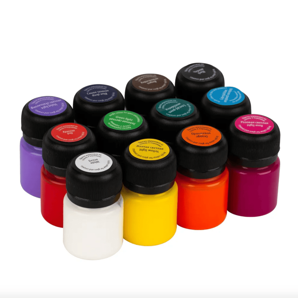Acrylic paint set for glass & ceramics // 12 colours x 20 ml // by Decola - Artish