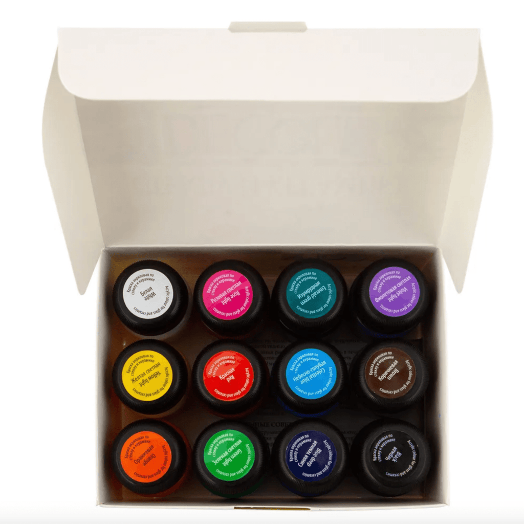 Acrylic paint set for glass & ceramics // 12 colours x 20 ml // by Decola - Artish