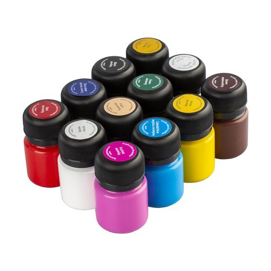 Acrylic paint set for Leather // 11 colours x 20 ml & 1 varnish // by Decola - Artish