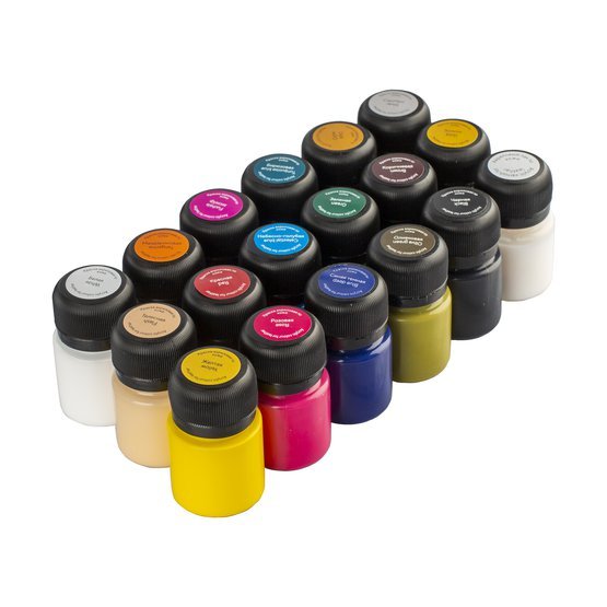 Acrylic paint set for Leather // 17 colours x 20 ml & 1 varnish // by Decola - Artish