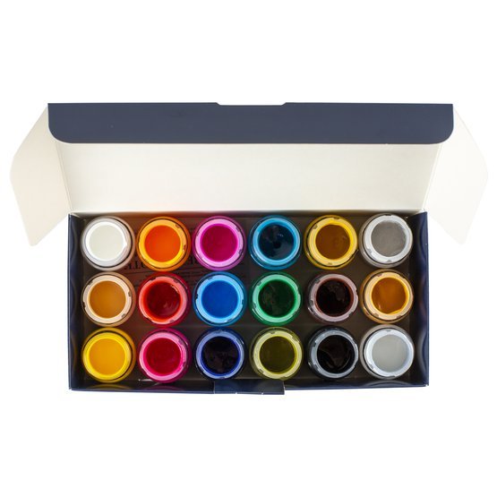 Acrylic paint set for Leather // 17 colours x 20 ml & 1 varnish // by Decola - Artish