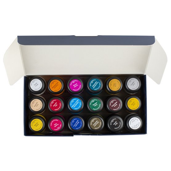Acrylic paint set for Leather // 17 colours x 20 ml & 1 varnish // by Decola - Artish