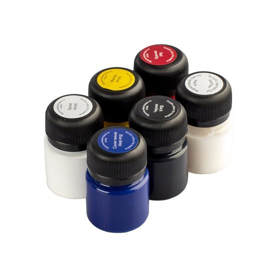 Acrylic paint set for Leather // 5 colours x 20 ml & 1 varnish // by Decola - Artish