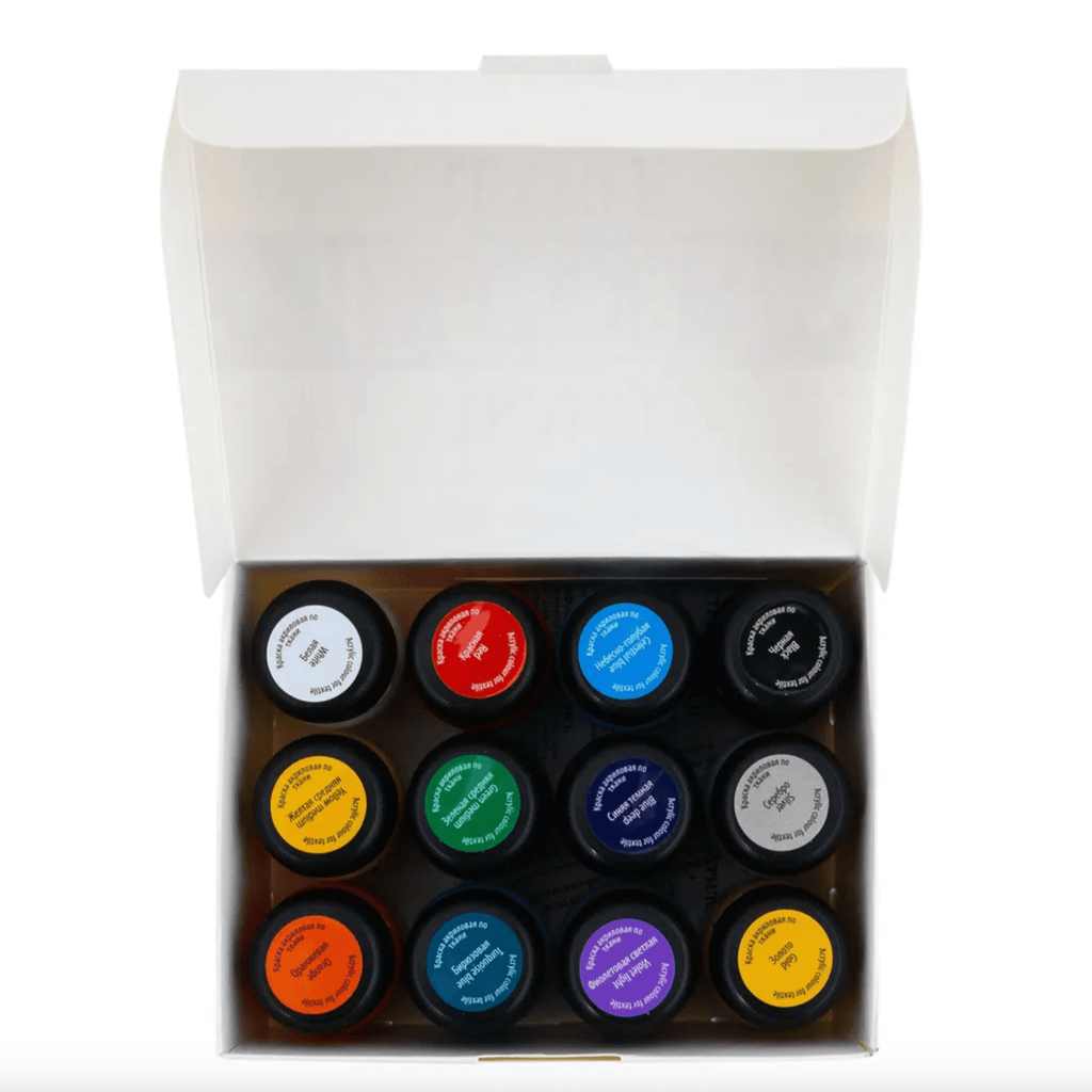 Acrylic paint set for textile // 12 colours x 20 ml // by Decola - Artish