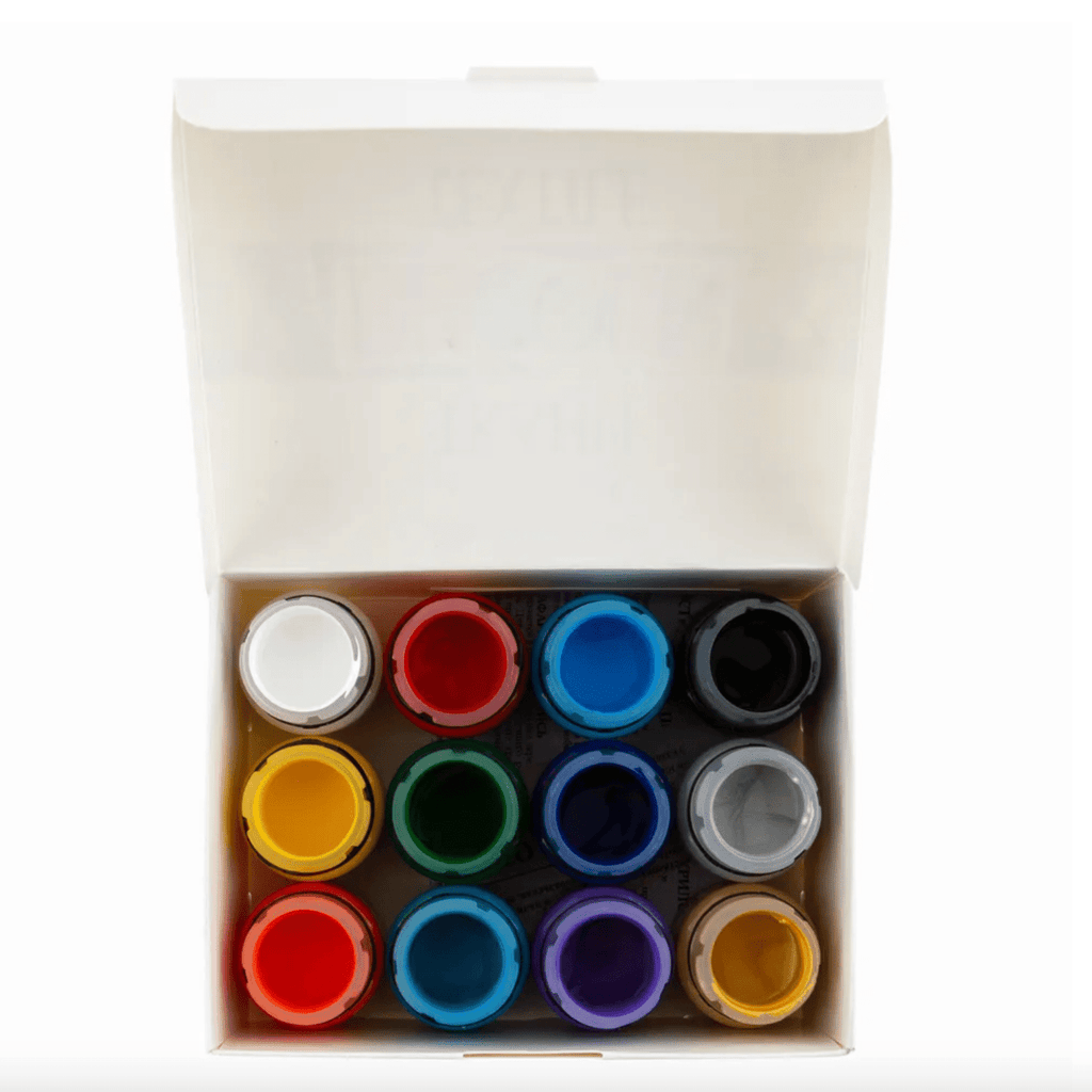Acrylic paint set for textile // 12 colours x 20 ml // by Decola - Artish