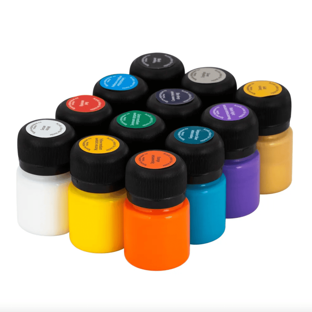 Acrylic paint set for textile // 12 colours x 20 ml // by Decola - Artish