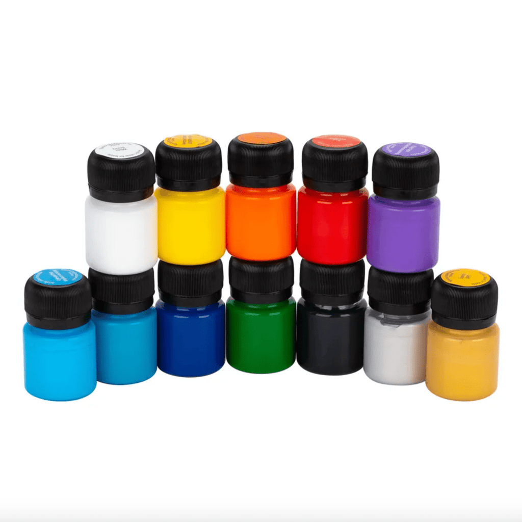 Acrylic paint set for textile // 12 colours x 20 ml // by Decola - Artish