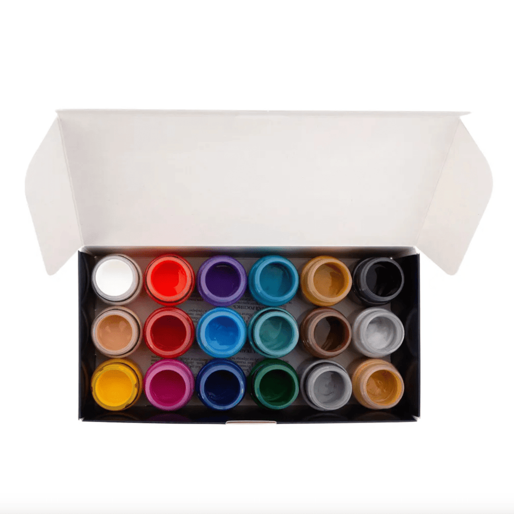 Acrylic paint set for textile // 18 colours x 20 ml // by Decola - Artish