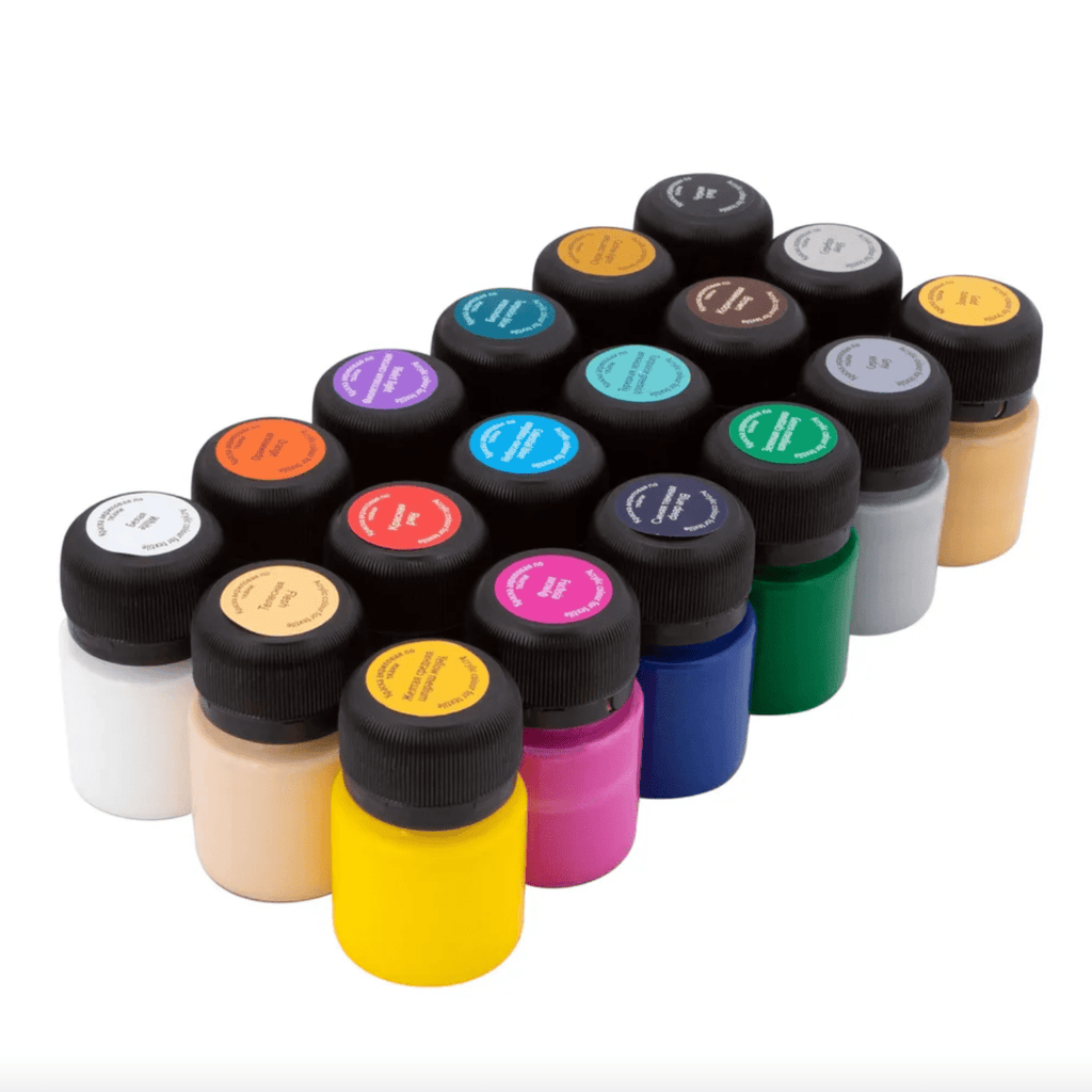 Acrylic paint set for textile // 18 colours x 20 ml // by Decola - Artish