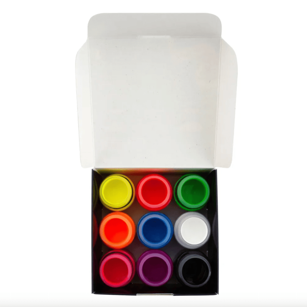 Acrylic paint set for textile "Neon" // 9 colours x 20 ml // by Decola - Artish