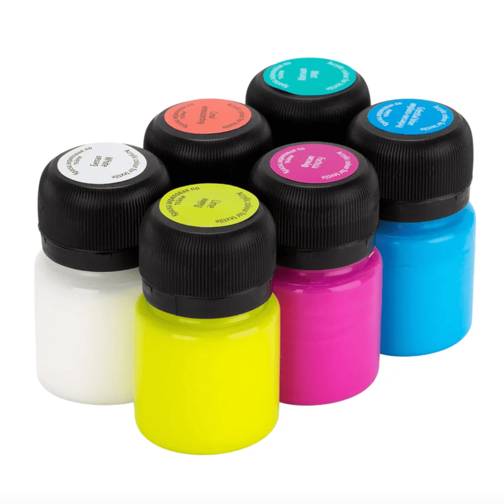 Acrylic paint set for textile "Trendy shades" // 6 colours x 20 ml // by Decola - Artish