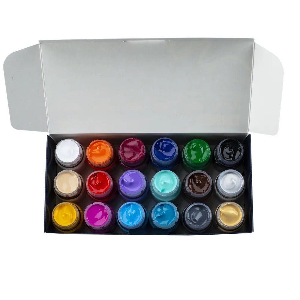 Acrylic paint set with gloss finish // 18 colours x 20 ml // by Decola - Artish