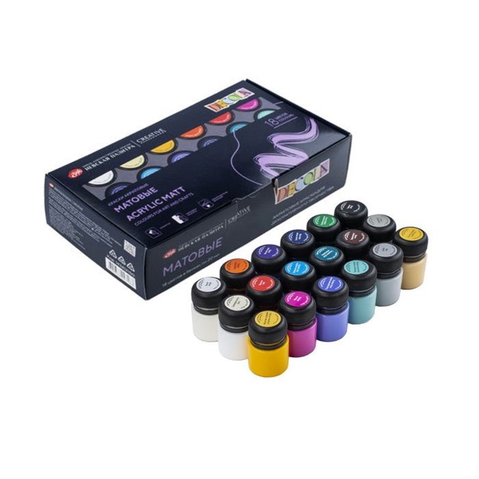 Acrylic paint set with matt finish // 18 colours x 20 ml // by Decola - Artish
