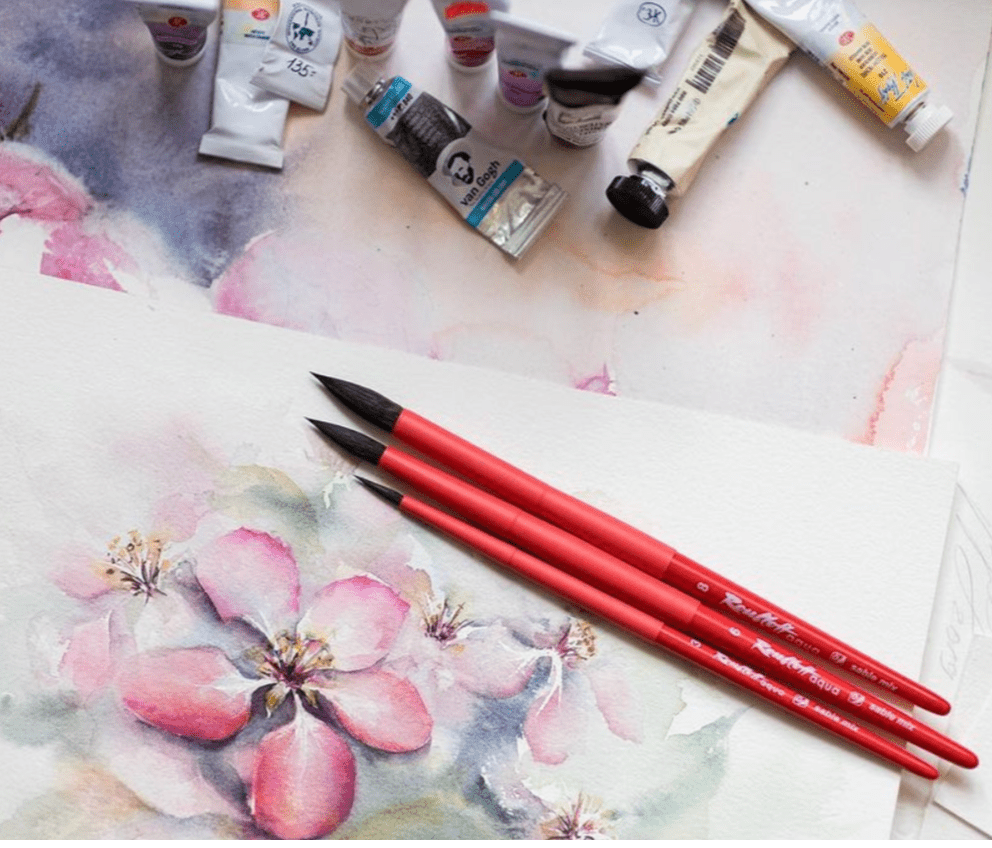 Aqua brush // Sable Mix, round, red handle // by Roubloff - Artish