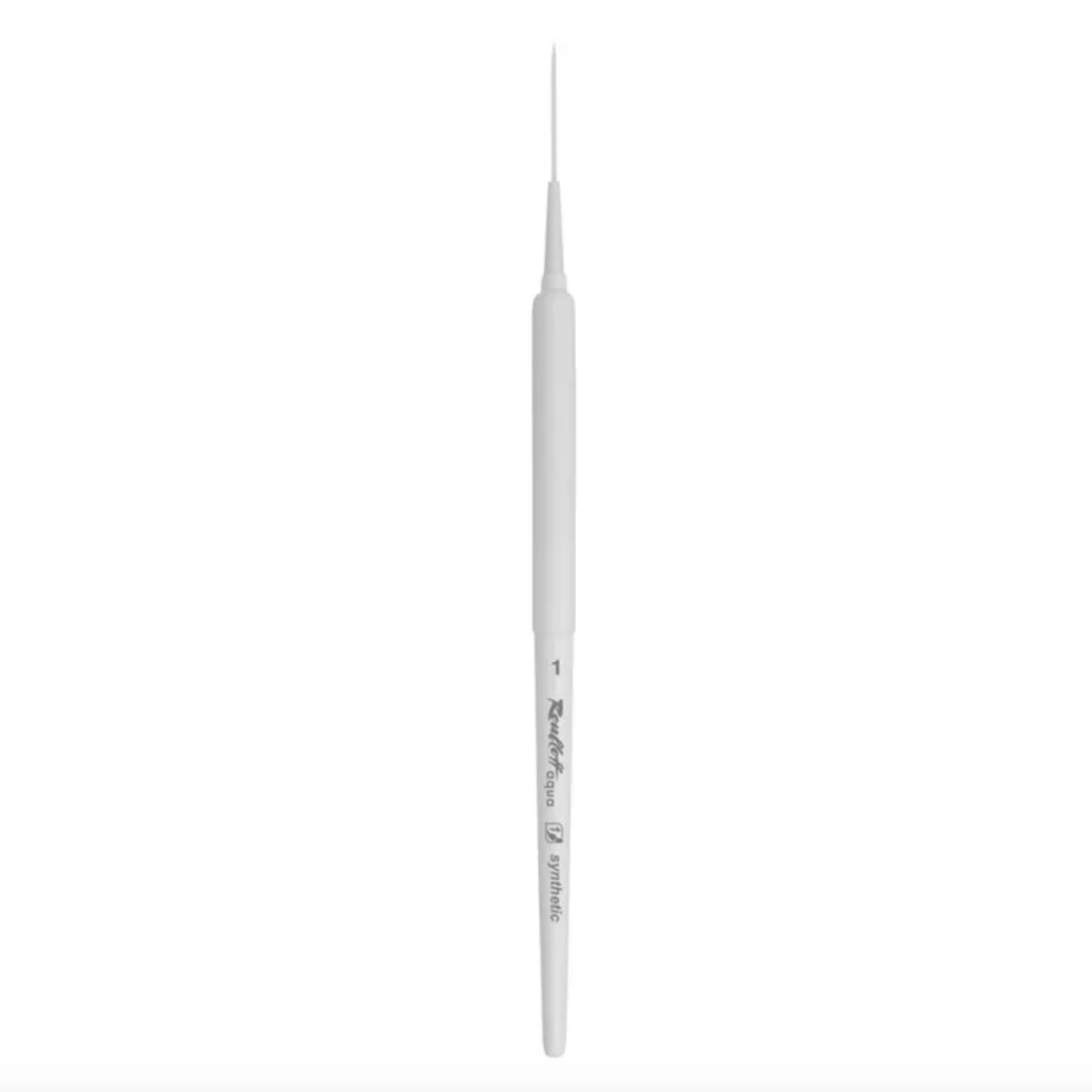 Aqua brush // Synthetic, Liner, white handle // by Roubloff - Artish