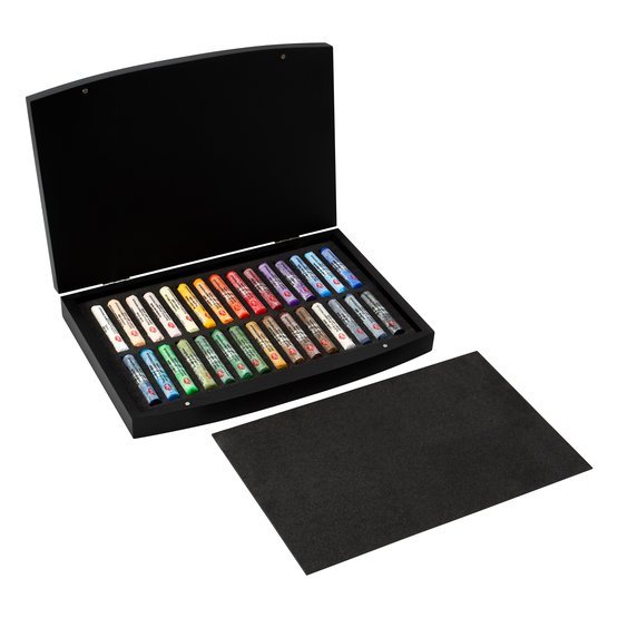 Artists' soft pastel gift set in a wooden box // 30 colours // by Master-Class - Artish