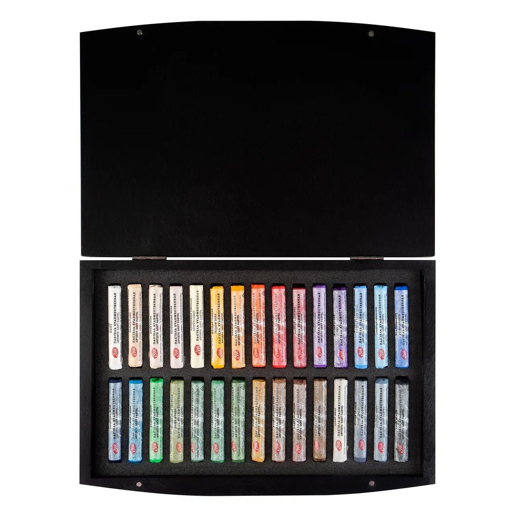 Artists' soft pastel gift set in a wooden box // 30 colours // by Master-Class - Artish
