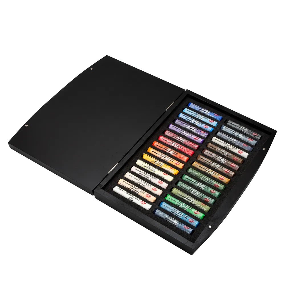 Artists' soft pastel gift set in a wooden box // 30 colours // by Master-Class - Artish