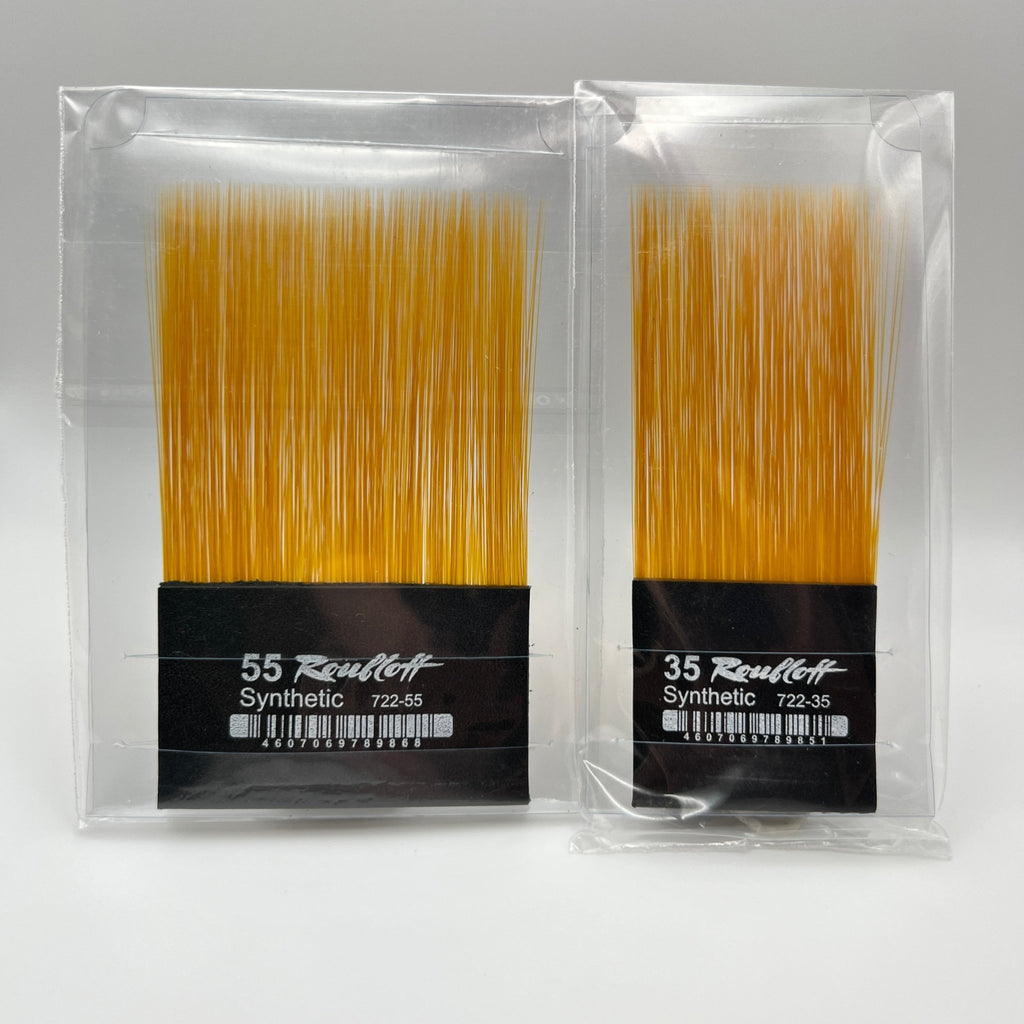 Brush for gilding // Yellow synthetic, leather handle // by Roubloff - Artish