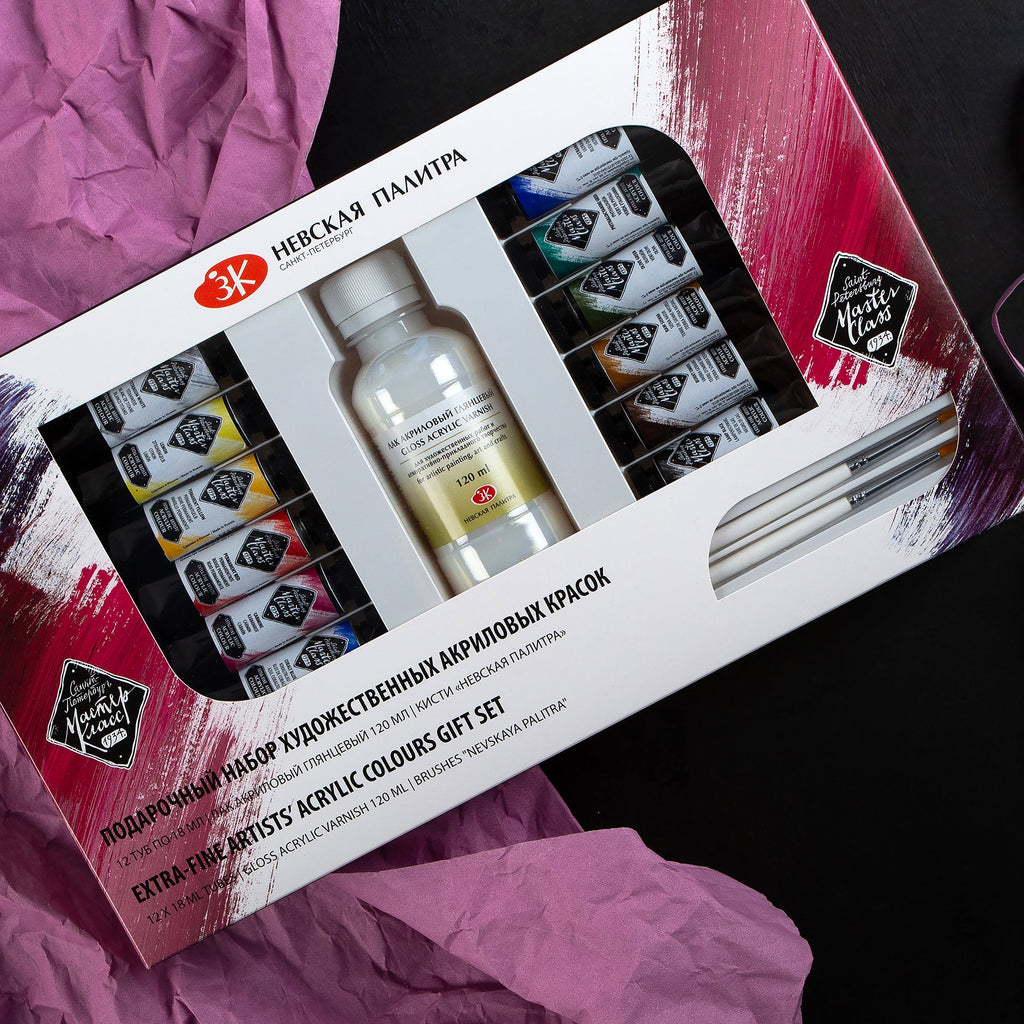 Extra-fine acrylic paint gift set // 12 colours x 18 ml tubes // by Master-Class - Artish