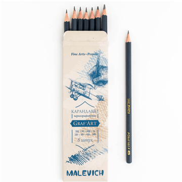 GrafArt // Black graphic pencil set // 8 pcs // by Malevich - Artish