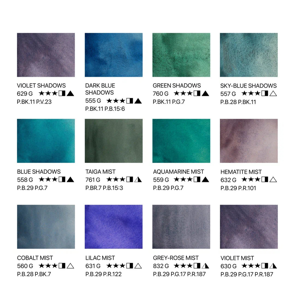 Granulating watercolor set // 12 pans in plastic box // by White Nights - Artish