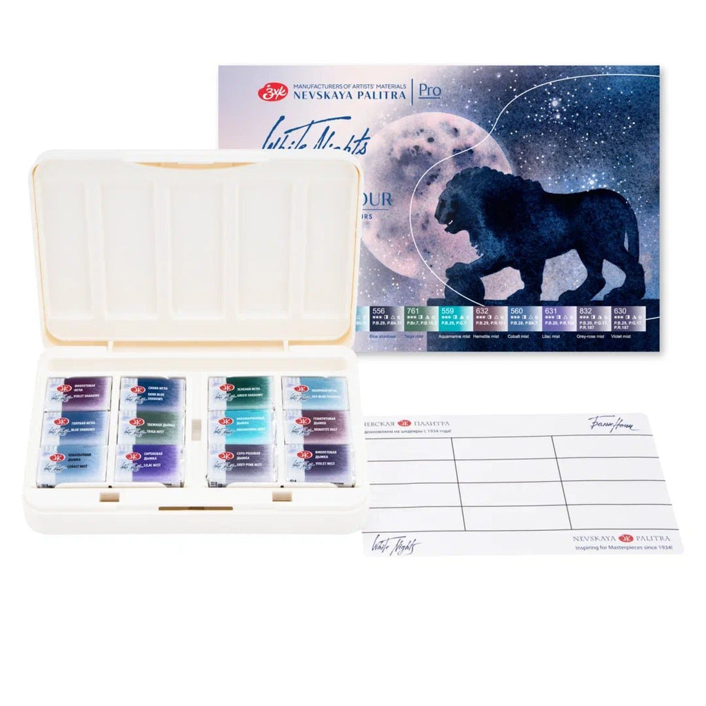 Granulating watercolor set // 12 pans in plastic box // by White Nights - Artish