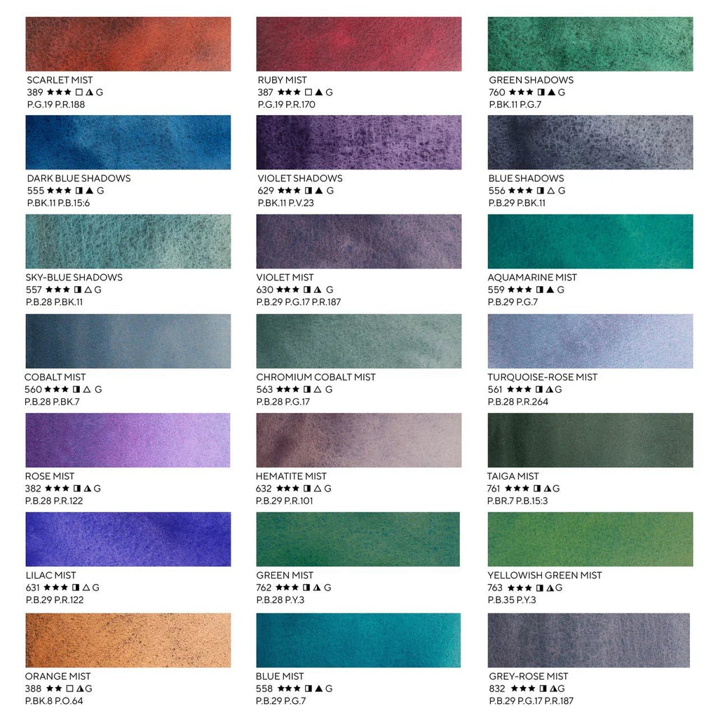 Granulating watercolor set // 21 pans in metal box // by White Nights - Artish