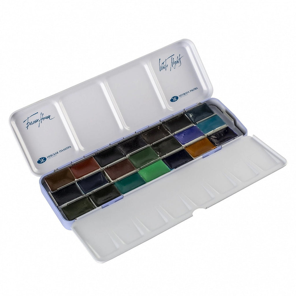 Granulating watercolor set // 21 pans in metal box // by White Nights - Artish